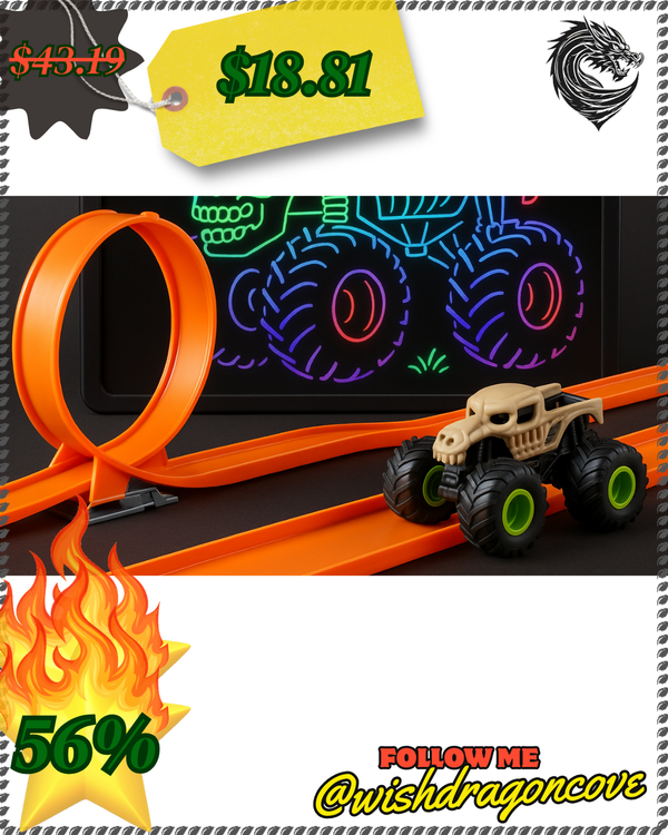 (🔥🔥) $18.81 (Reg $43.19) Hot Wheels Monster Trucks Track Set & 2 Toy Trucks